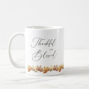 Mug Feuilles d'automne, café reconnaissant et béni