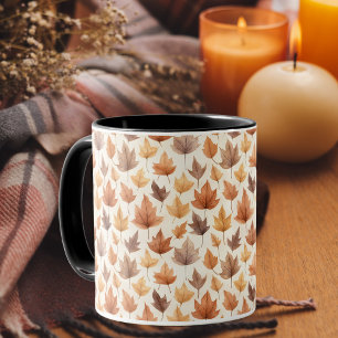 Mug Feuilles d'automne d'orange brûlées Feuille d'érab