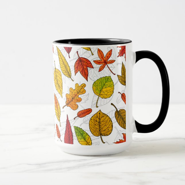 Mug Feuilles d'automne en blanc (Droite)