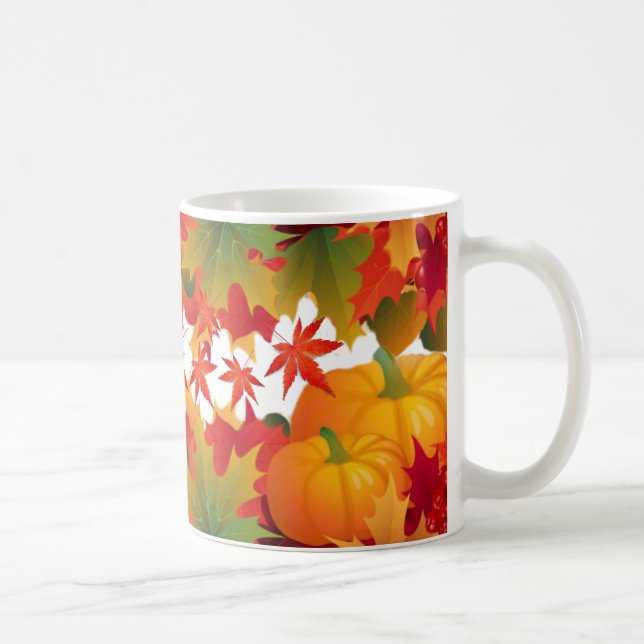 Mug Feuilles d'automne et citrouilles (Droite)