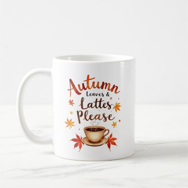 Mug Feuilles d'automne & Lattés S'il Vous Plaît - Aqua (Gauche)