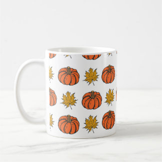 Mug Feuilles d'automne : Motif Citrouille à main