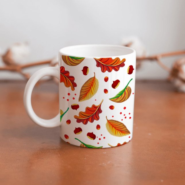 Mug Feuilles d'automne Noix châtaignes Motif Élégant a (Créateur téléchargé)