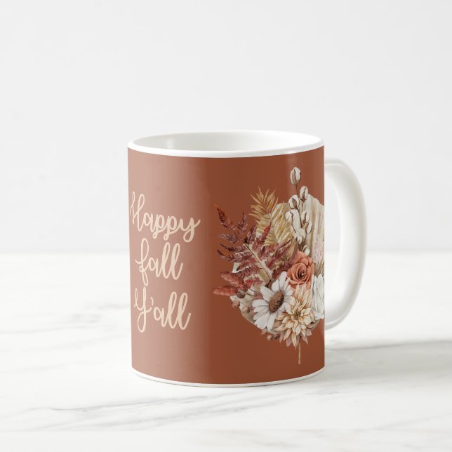 Mug Feuilles d'automne rustiques Fleurs d'automne Terr (Devant droit)