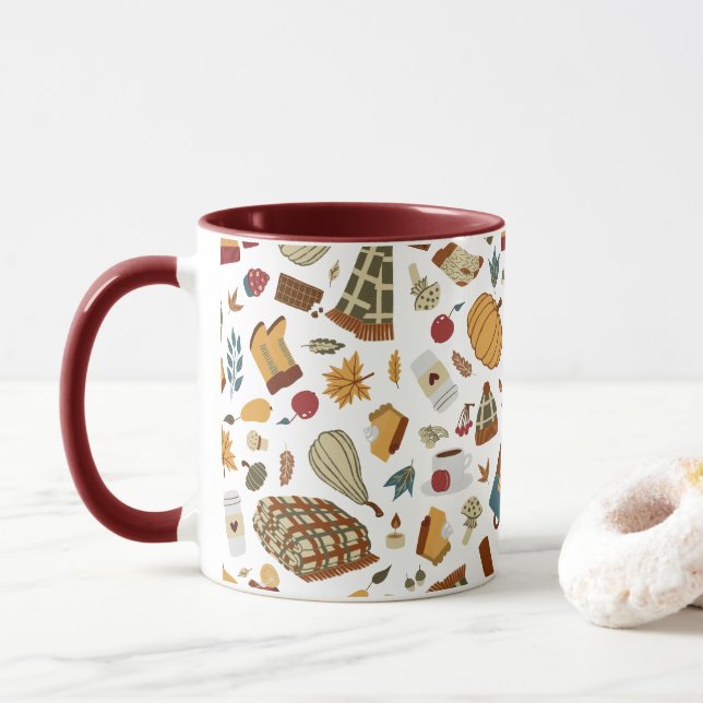 Mug Feuilles d'automne uniques Citrouilles d'automne (Avec donut)