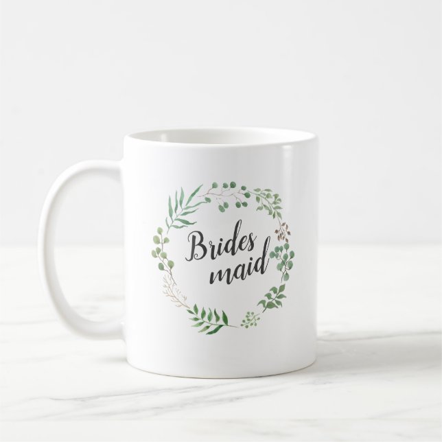 Mug Feuilles de couronne vert botanique | Bridesmaid (Gauche)