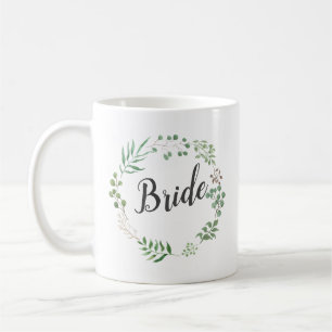 Mug Feuilles de couronne vert botanique   Mariée