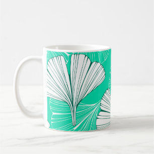 Mug Feuilles de Ginkgo biloba, motif dessiné à la main