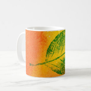 Mug Feuilles de la nature Imprimer vert sur orange, po