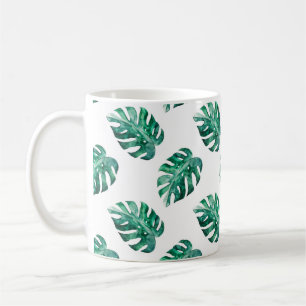 Mug Feuilles de Monstera. Motif d'illustration tropica