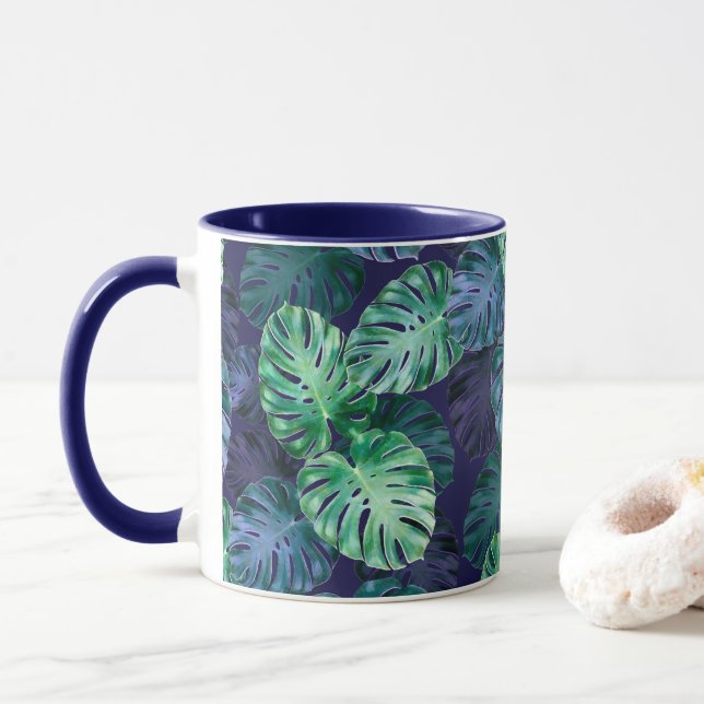 Mug Feuilles de Monstera Tropical (Avec donut)