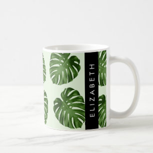 Mug Feuilles de palme, Motif tropical, Votre nom