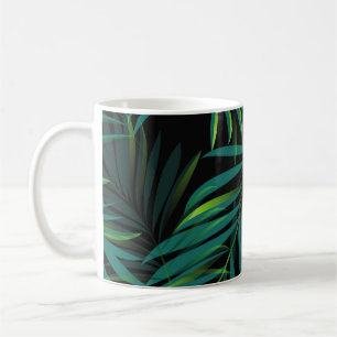 Mug Feuilles de palmiers tropicaux verts. Graphique mo