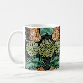 Mug Feuilles de tigres : Aquarelle Jungle sans joint.