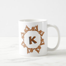 Mug - Feuilles en cercle avec initial