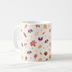 Mug Feuilles et glands d'aquarelle automnale cosy Moti