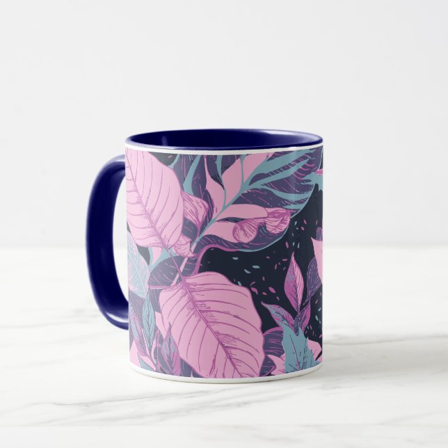 Mug Feuilles pastel sur Arrière - plan foncé (Devant gauche)