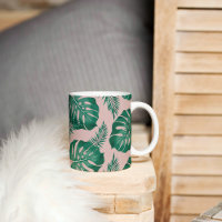 Feuilles Pink & Green Palm sans couture Motif