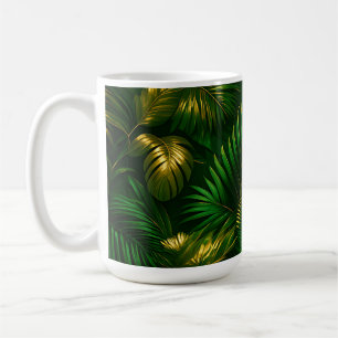 Mug Feuilles Tropicales Dorées Jungle Luxe
