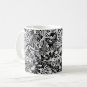Mug Feuilles tropicaux noirs et blancs