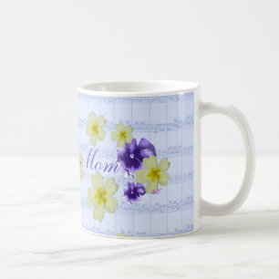 Mug Feutre de fleurs mauve et jaune doux Musique maman