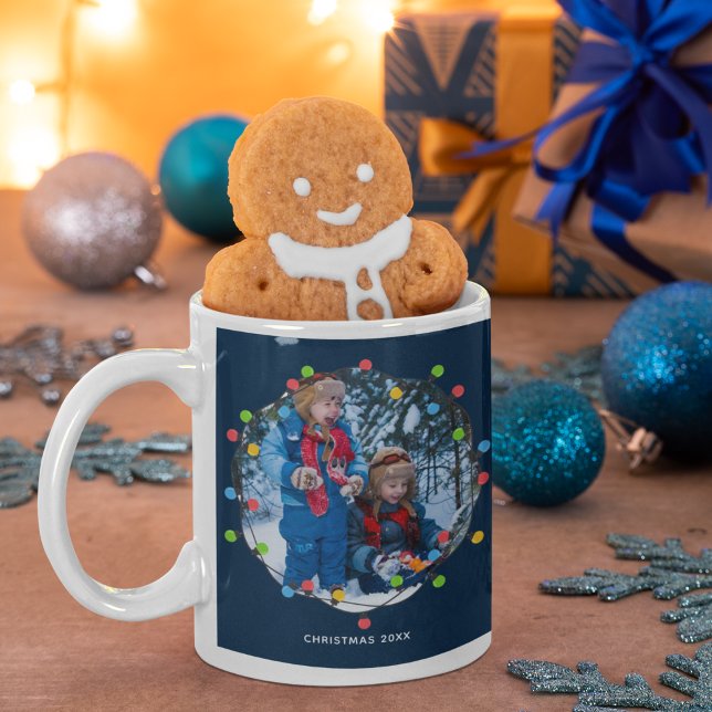 Mug Feux de Noël Enfants Photo Cute Blue Custom Cadeau (Créateur téléchargé)