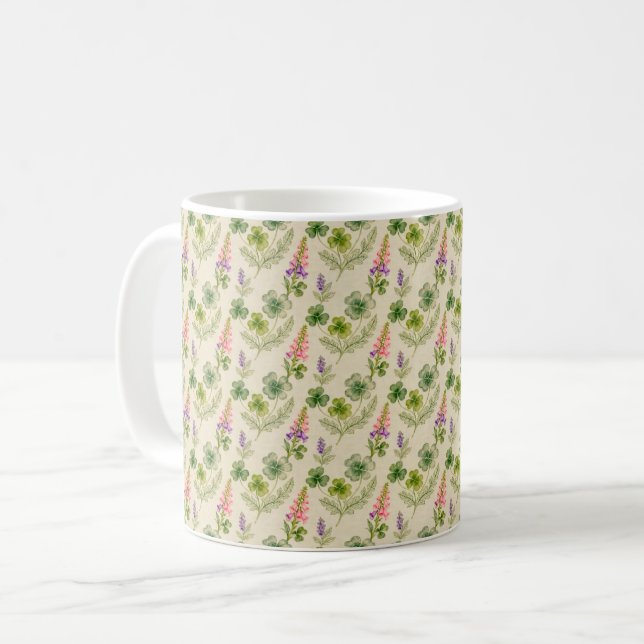 Mug Fève de loup et trèfles de la Saint-Patrick (Devant gauche)
