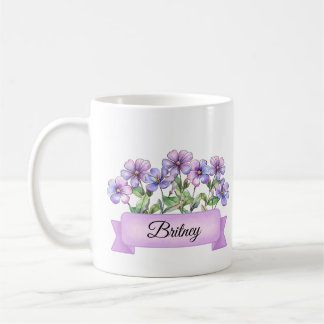 Mug Février Fleur de naissance Violet personnalisé