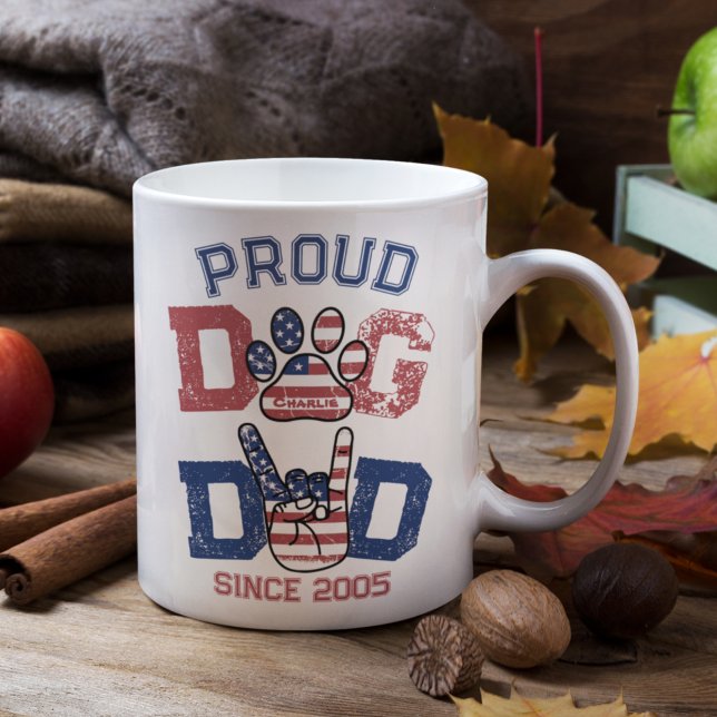 Mug Fier American USA Pet Dog Papa Lover US Drapeau (Créateur téléchargé)