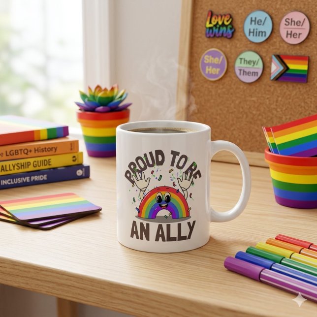 Mug Fier d'être un allié Célébration arc-en-ciel (Créateur téléchargé)