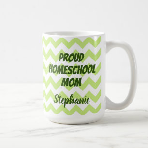 Mug Fier Homeschool Maman Vert et Blanc Chevron