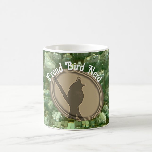 Mug Fier Oiseau Nerd Silhouette Brown Oiseau vert (Centre)