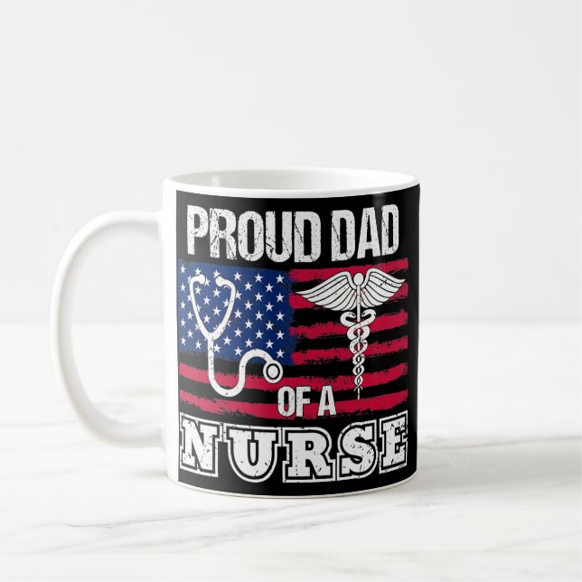 Mug Fier Papa D'Une Infirmière Infirmière Drapeau Amér (Gauche)