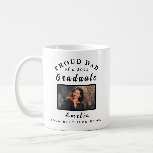 Mug Fier Papa Graduation 2025 Cadeau photo personnalis (Gauche)