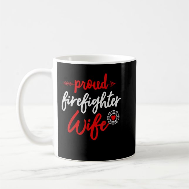 Mug Fier pompier femme cadeau mari de pompier (Gauche)