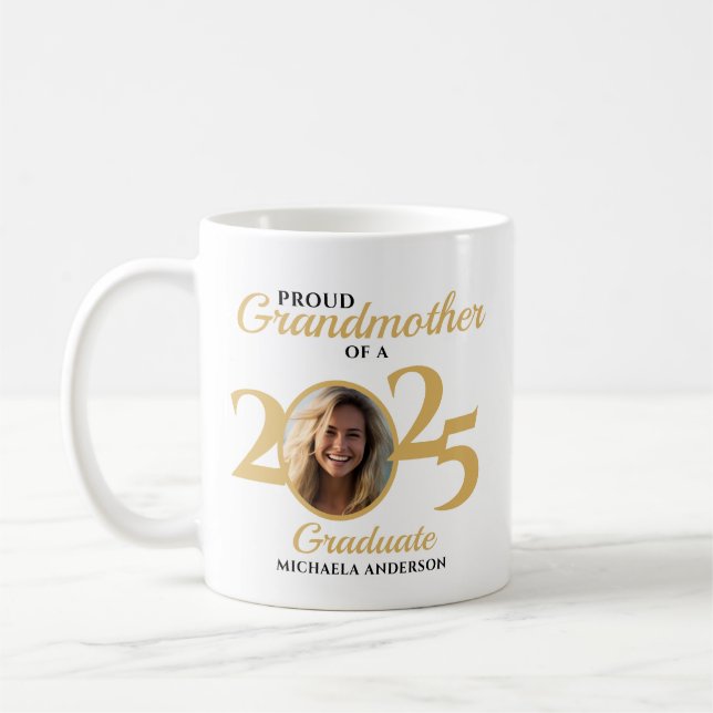 Mug Fière grand-mère d'un Diplômé de 2024 photo et nom (Gauche)