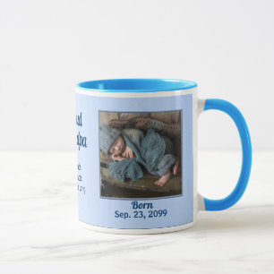 Mug Fière Grand-père Nouveau bébé Photo Bleue
