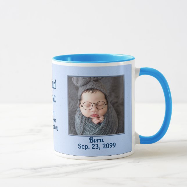 Mug Fière NANA Bleu Nouveau bébé garçon 2 photo (Droite)
