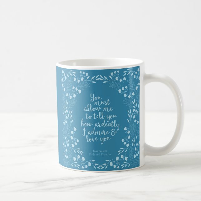 Mug Fierté de Jane Austen et amour floral de préjudice (Droite)