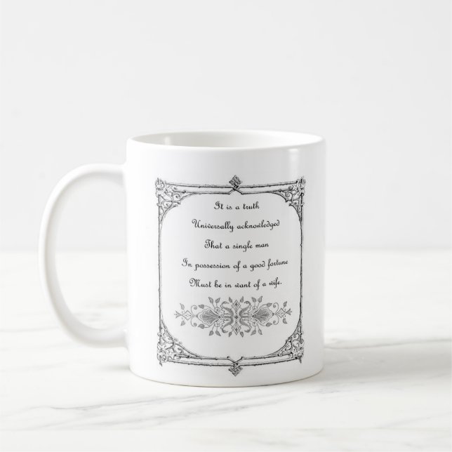 Mug Fierté de Jane Austen et ligne citation de (Gauche)