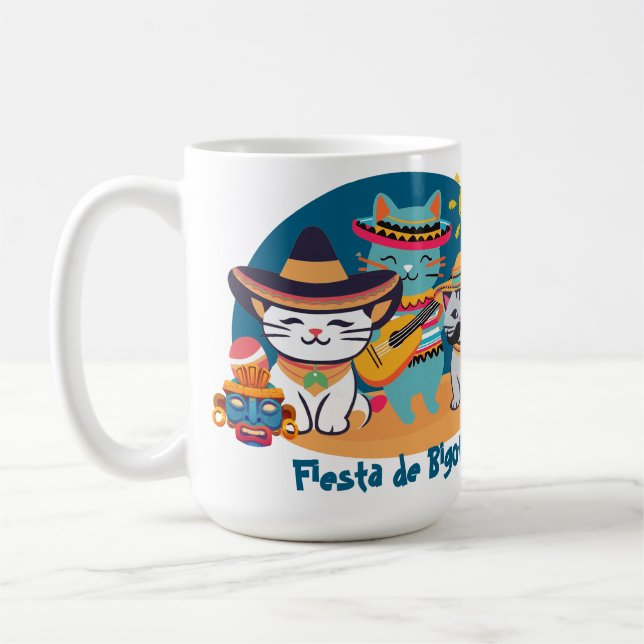 Mug Fiesta de Bigotes | Mexican Culture Cats Gift (Gauche)