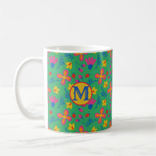 Mug Fiesta verte Floral Customisé initial