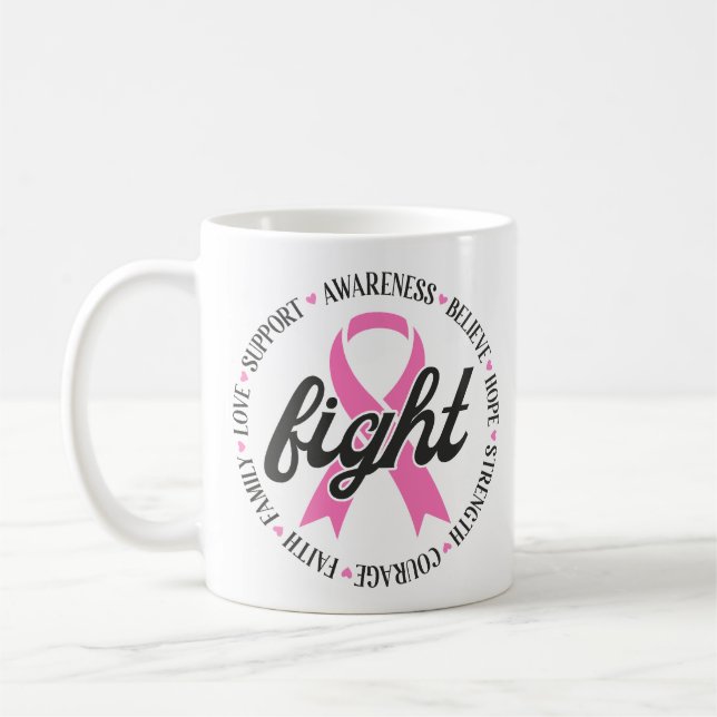 Mug Fight Breast Cancer Pink Ribbon Awareness (Gauche)