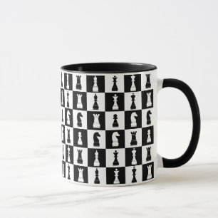 Mug Figures de jeu d'échecs motif noir et blanc