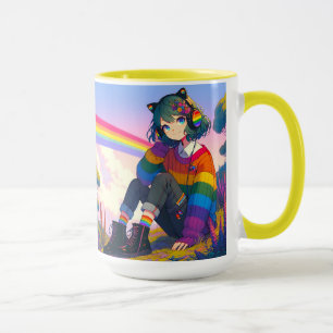 Mug Fille animée LGBTQIA+ Fierté lesbienne Personnalis