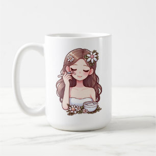 Mug Fille appliquant des soins de la peau