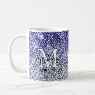 Mug Fille Argent Violet Ombre Parties scintillant Nom 