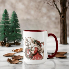 Mug Fille Avec Le Cheval Et La Couronne Noël