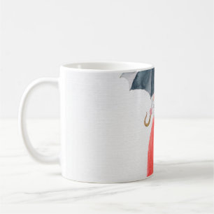 Mug Fille avec parapluie sous la pluie. illustration d