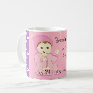 Mug Fille bébé en rose avec fleurs